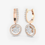 DIAMOND CLUSTER AND HALO HOOP DROP EARRING