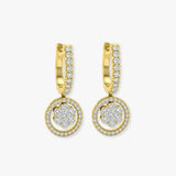 DIAMOND CLUSTER AND HALO HOOP DROP EARRING