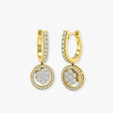 DIAMOND CLUSTER AND HALO HOOP DROP EARRING
