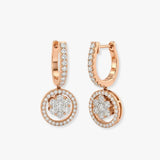 DIAMOND CLUSTER AND HALO HOOP DROP EARRING