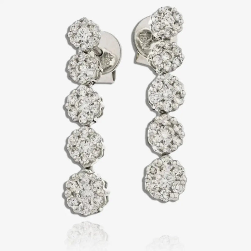 DIAMOND CLUSTER DROP EARRING IN 18K WHITE GOLD HEERA DIAMONDS