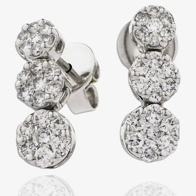 DIAMOND CLUSTER DROP EARRINGS IN 18K WHITE GOLD HEERA DIAMONDS