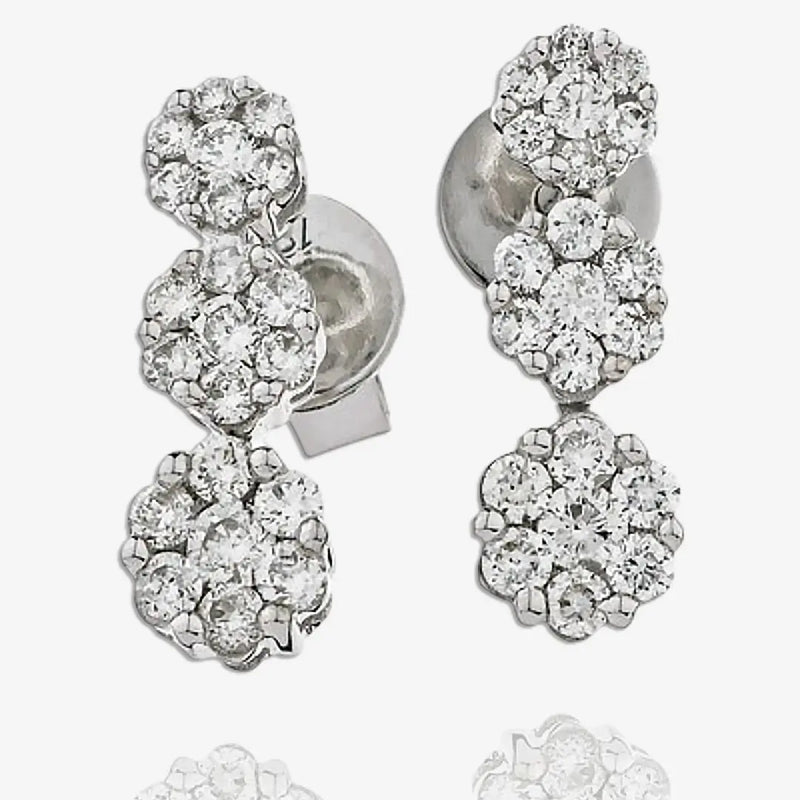 DIAMOND CLUSTER DROP EARRINGS IN 18K WHITE HEERA DIAMONDS