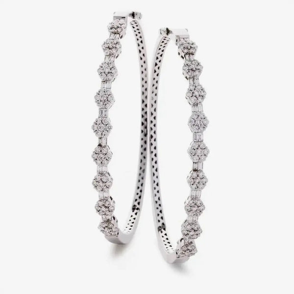 DIAMOND CLUSTER FANCY BANGLE IN 18K WHITE GOLD HEERA DIAMONDS