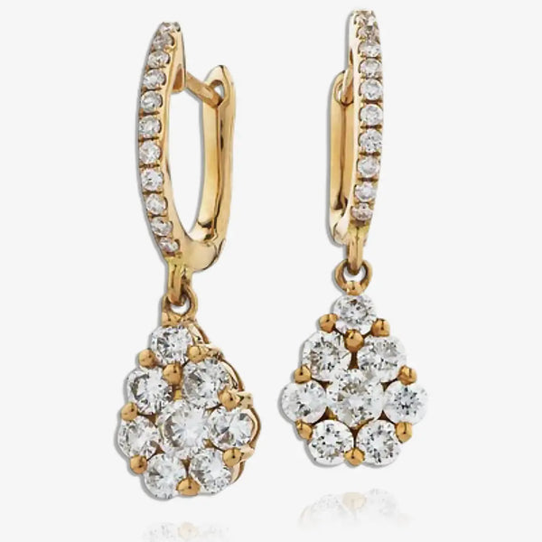 DIAMOND CLUSTER FANCY DROP EARRING IN 18K ROSE GOLD HEERA DIAMONDS