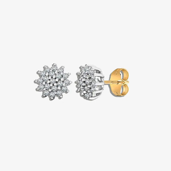 DIAMOND CLUSTER STUD EARRINGS IN 9K WHITE GOLD HEERA DIAMONDS