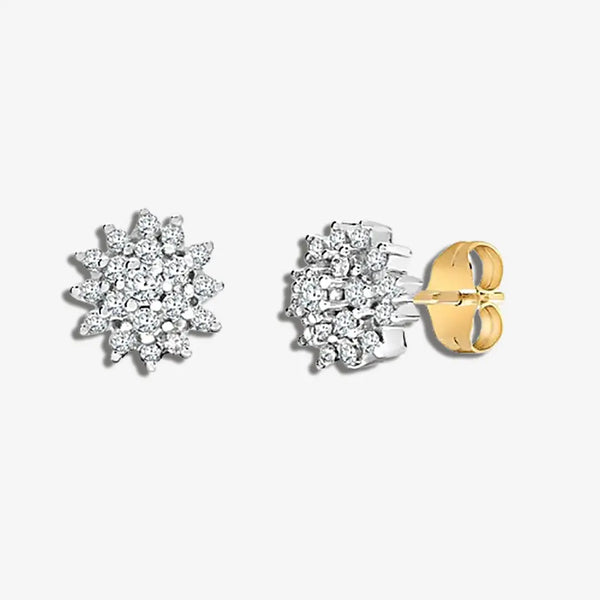 DIAMOND CLUSTER STUD EARRINGS IN 9K YELLOW GOLD HEERA DIAMONDS