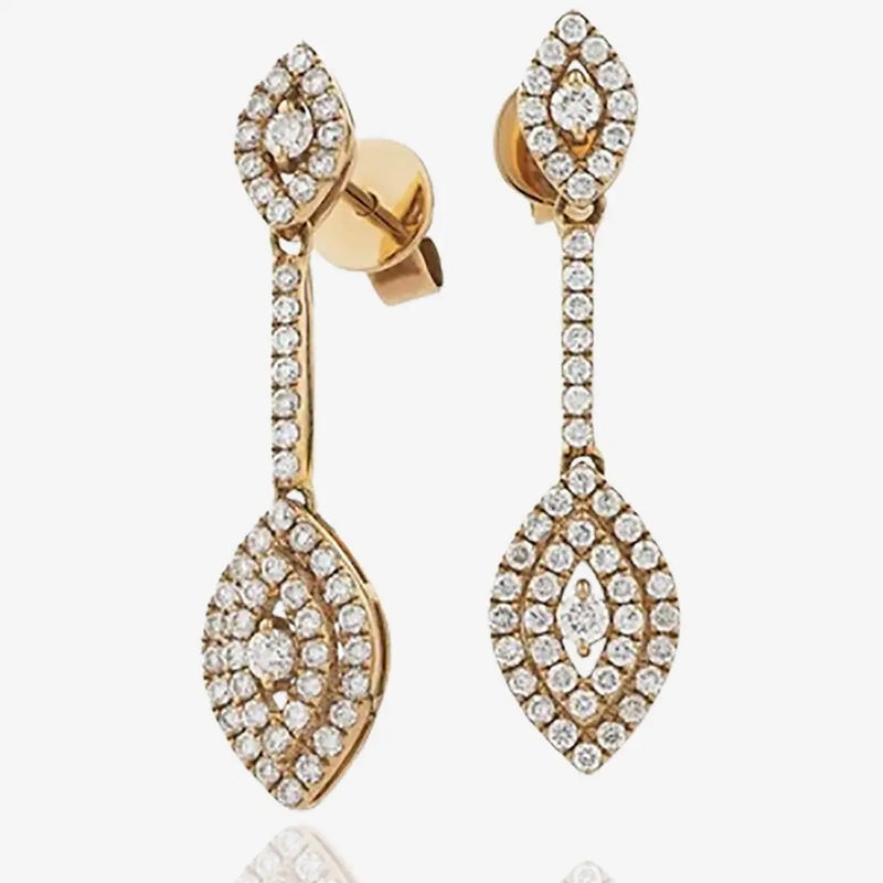 DIAMOND DROP EARRINGS IN 18K ROSE GOLD HEERA DIAMONDS