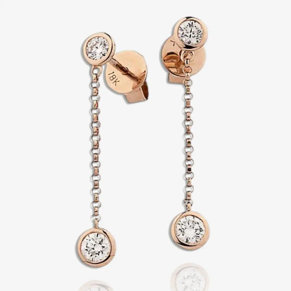 DIAMOND DROP EARRINGS IN 18K ROSE GOLD HEERA DIAMONDS