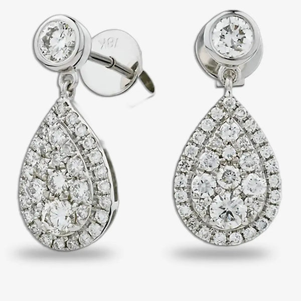 DIAMOND DROP EARRINGS IN 18K WHITE GOLD HEERA DIAMONDS