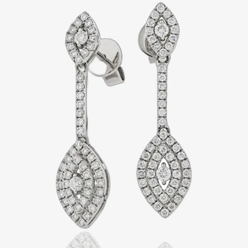 DIAMOND DROP EARRINGS IN 18K WHITE GOLD HEERA DIAMONDS