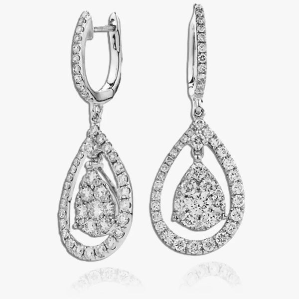 DIAMOND FANCY DROP EARRING IN 18K WHITE GOLD HEERA DIAMONDS