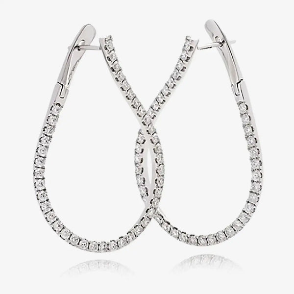 DIAMOND FANCY HOOP EARRINGS IN 18K WHITE GOLD HEERA DIAMONDS