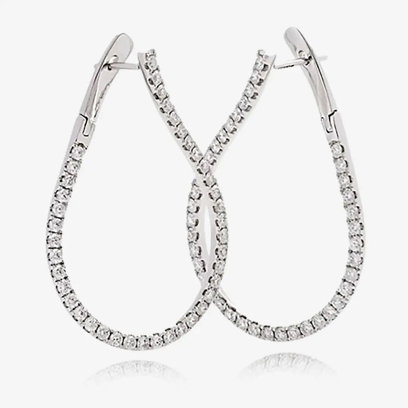 DIAMOND FANCY HOOP EARRINGS IN 18K WHITE GOLD HEERA DIAMONDS