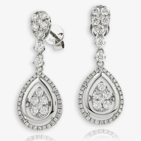 DIAMOND FANCY MOVEABLE EARRINGS IN 18K WHITE GOLD HEERA DIAMONDS