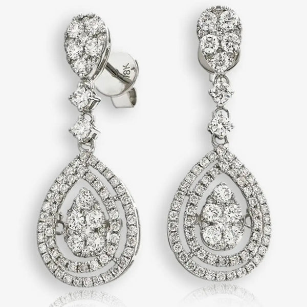 DIAMOND FANCY MOVEABLE EARRINGS IN 18K WHITE GOLD HEERA DIAMONDS