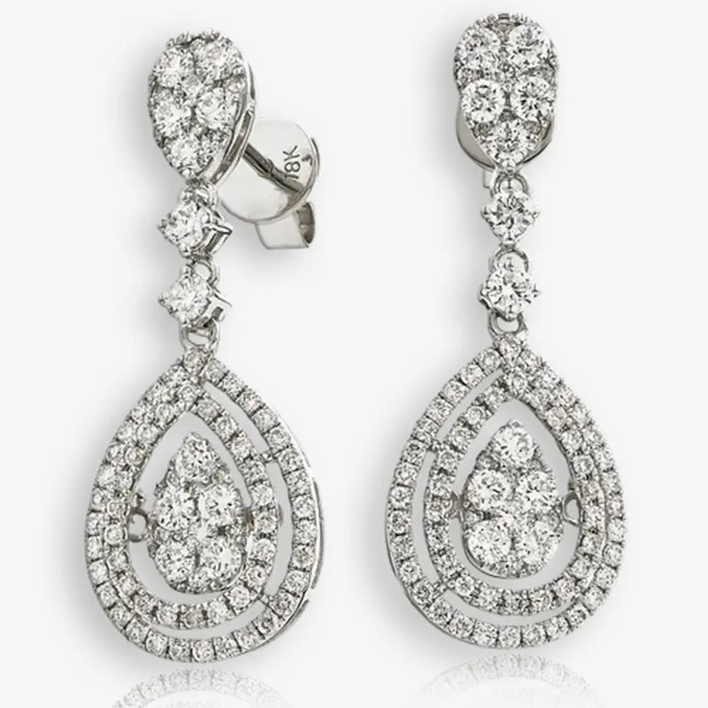 DIAMOND FANCY MOVEABLE EARRINGS IN 18K WHITE GOLD HEERA DIAMONDS