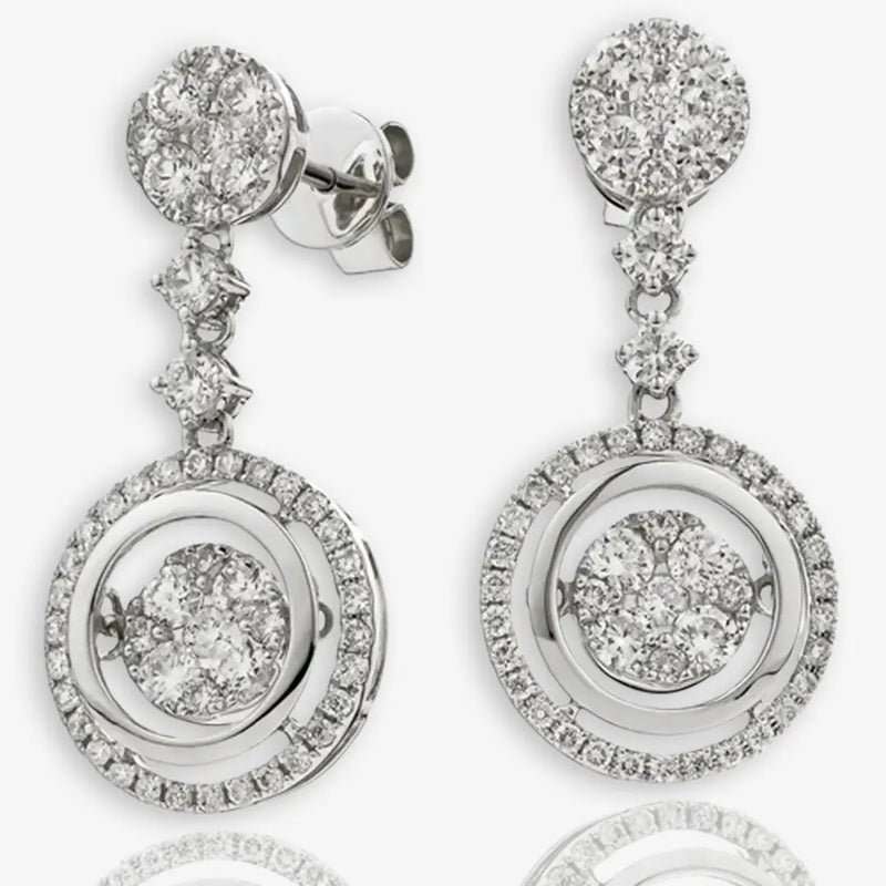 DIAMOND FANCY MOVEABLE EARRINGS IN 18K WHITE GOLD HEERA DIAMONDS