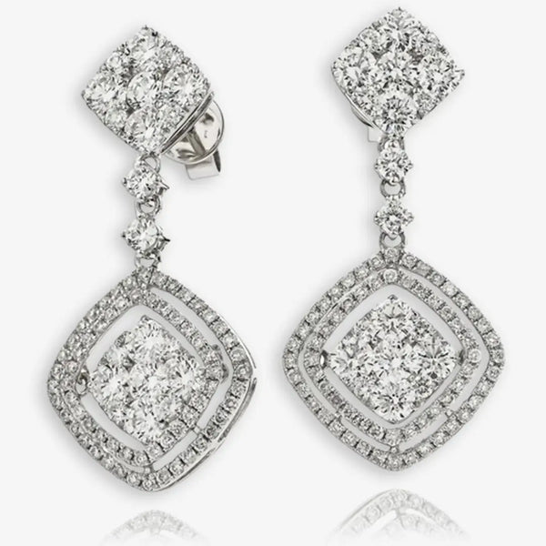 DIAMOND FANCY MOVEABLE EARRINGS IN 18K WHITE GOLD HEERA DIAMONDS
