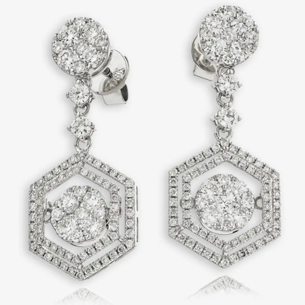 DIAMOND FANCY MOVEABLE EARRINGS IN 18K WHITE GOLD HEERA DIAMONDS