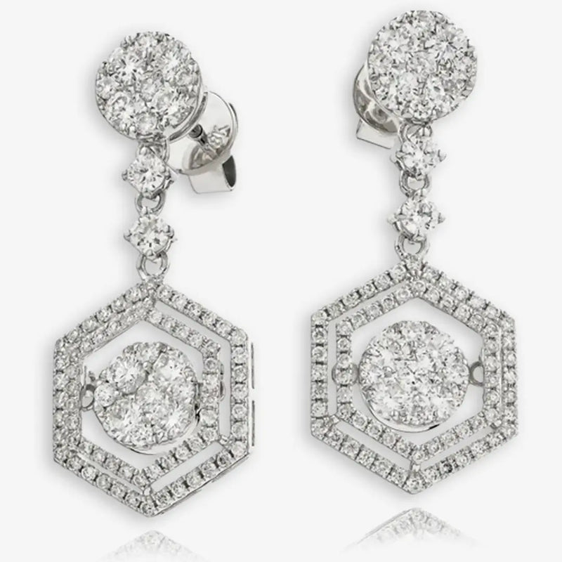 DIAMOND FANCY MOVEABLE EARRINGS IN 18K WHITE GOLD HEERA DIAMONDS