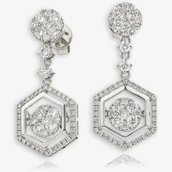 DIAMOND FANCY MOVEABLE EARRINGS IN 18K WHITE GOLD HEERA DIAMONDS