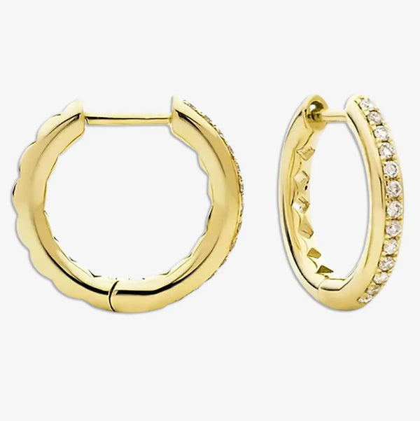 DIAMOND GRAIN SETTING HOOP EARRINGS IN 9K YELLOW GOLD HEERA DIAMONDS