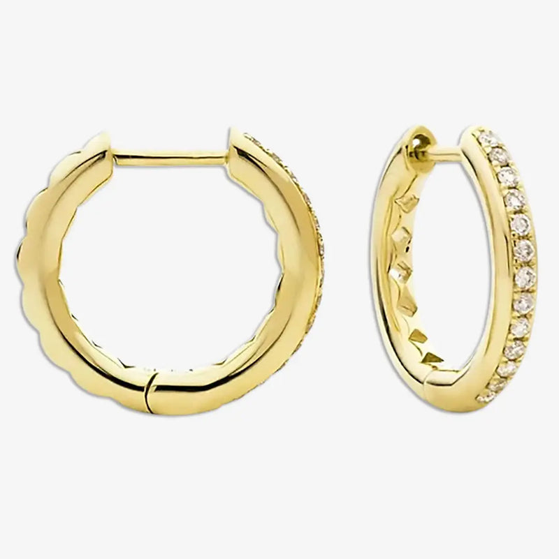 DIAMOND GRAIN SETTING HOOP EARRINGS IN 9K YELLOW GOLD HEERA DIAMONDS