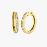 DIAMOND GRAIN SETTING HOOP EARRINGS
