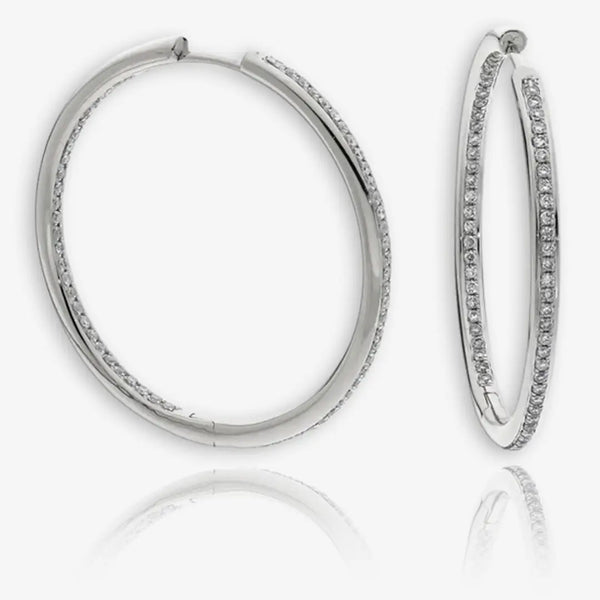DIAMOND GRAIN SETTING HOOPS IN 18K WHITE GOLD HEERA DIAMONDS