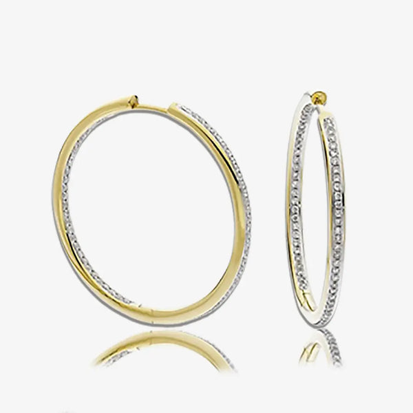 DIAMOND GRAIN SETTING HOOPS IN 18K YELLOW GOLD HEERA DIAMONDS