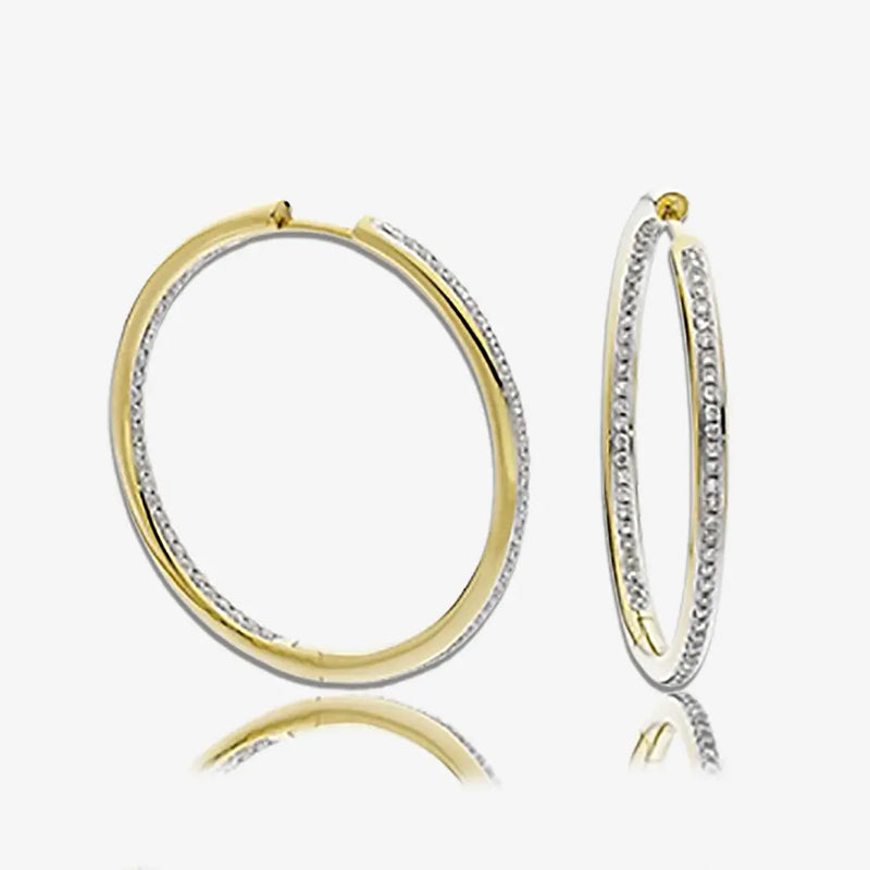DIAMOND GRAIN SETTING HOOPS IN 18K YELLOW GOLD HEERA DIAMONDS