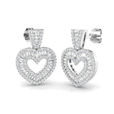 DIAMOND HEART SHAPE AND PAVE SETTING DROP EARRINGS