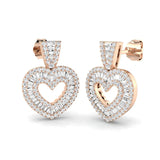 DIAMOND HEART SHAPE AND PAVE SETTING DROP EARRINGS