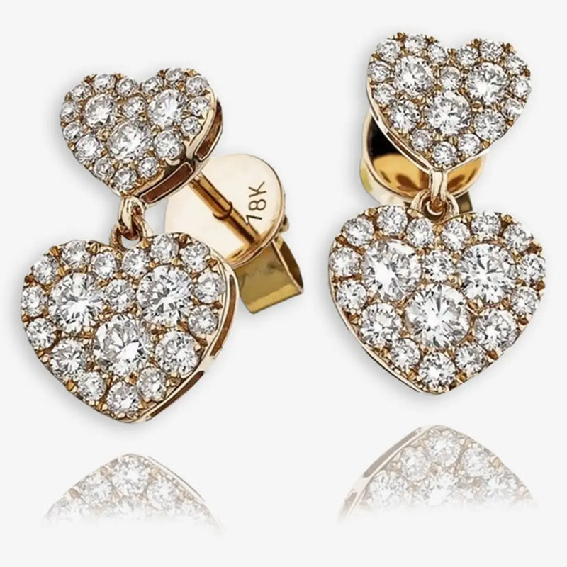 DIAMOND HEART-SHAPED CLUSTER EARRINGS IN 18K ROSE GOLD HEERA DIAMONDS
