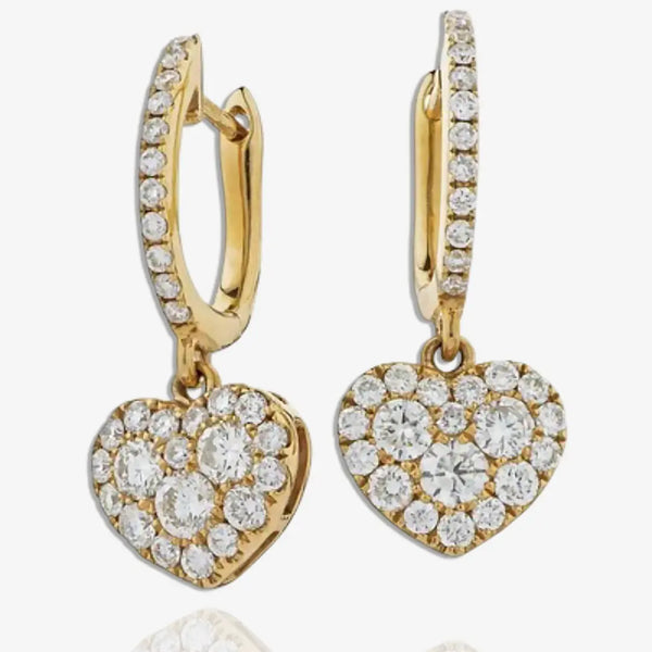 DIAMOND HEART-SHAPED CLUSTER HOOP DROP EARRINGS IN 18K ROSE GOLD HEERA DIAMONDS