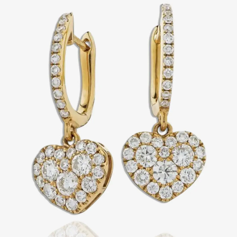 DIAMOND HEART-SHAPED CLUSTER HOOP DROP EARRINGS IN 18K ROSE GOLD HEERA DIAMONDS