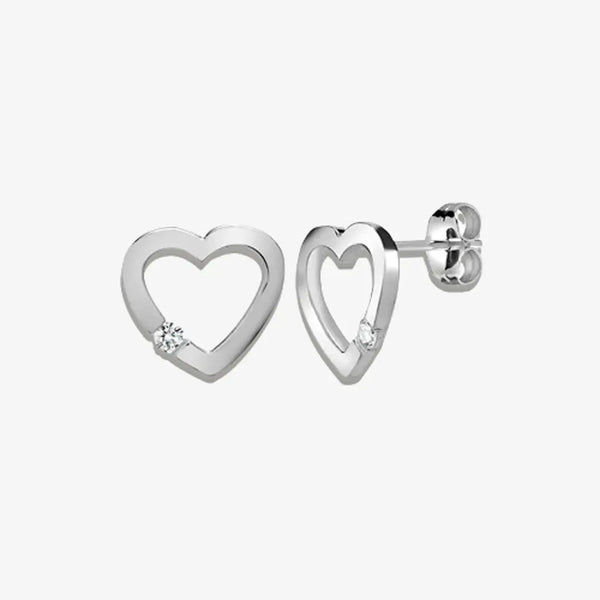 DIAMOND HEART-SHAPED STUD EARRINGS IN 9K WHITE GOLD HEERA DIAMONDS
