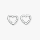 DIAMOND HEART-SHAPED STUD EARRINGS IN 9K WHITE GOLD