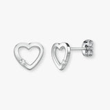 DIAMOND HEART-SHAPED STUD EARRINGS IN 9K WHITE GOLD