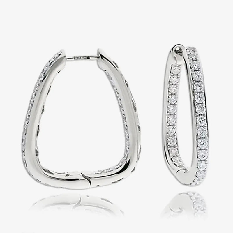 DIAMOND HOOP EARRINGS IN 18K WHITE GOLD HEERA DIAMONDS