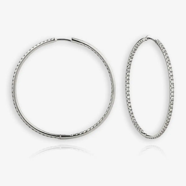 DIAMOND HOOP EARRINGS IN 18K WHITE GOLD HEERA DIAMONDS