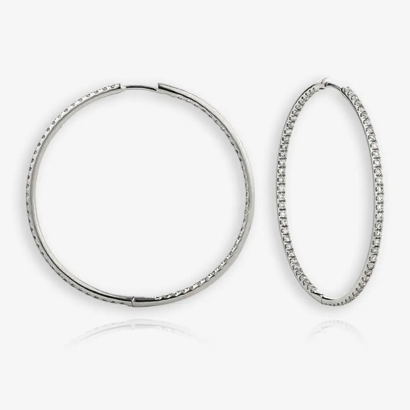 DIAMOND HOOP EARRINGS IN 18K WHITE GOLD HEERA DIAMONDS