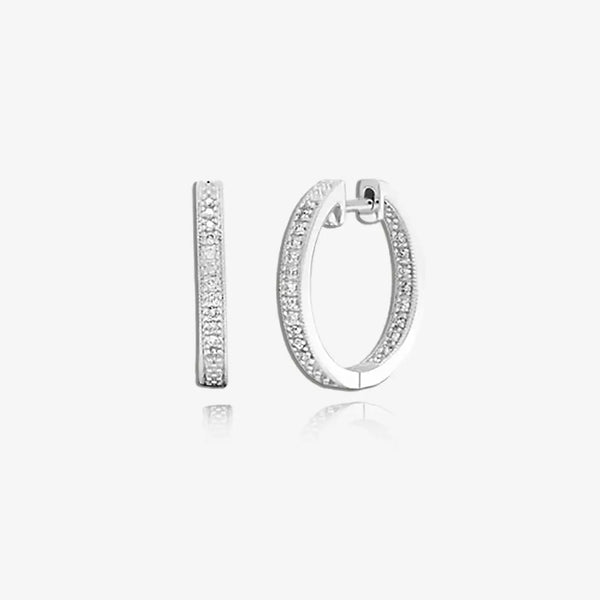 DIAMOND HOOP EARRINGS IN 9K WHITE GOLD HEERA DIAMONDS