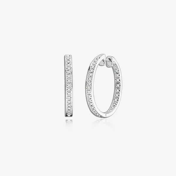 DIAMOND HOOP EARRINGS IN 9K WHITE GOLD HEERA DIAMONDS