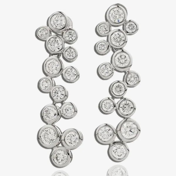 DIAMOND IN RUB OVER SETTING DROP EARRINGS IN 18K WHITE GOLD HEERA DIAMONDS