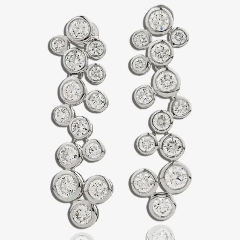 DIAMOND IN RUB OVER SETTING DROP EARRINGS IN 18K WHITE GOLD HEERA DIAMONDS