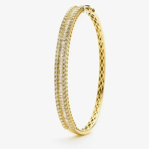 DIAMOND IN & OUT CHANNEL SET BANGLE IN 18K YELLOW GOLD HEERA DIAMONDS