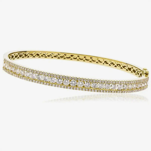 DIAMOND IN & OUT CHANNEL SETTING BANGLE IN 18K YELLOW GOLD HEERA DIAMONDS