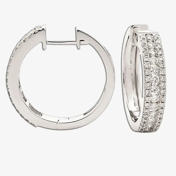 DIAMOND IN & OUT HOOP EARRINGS IN 18K WHITE GOLD HEERA DIAMONDS